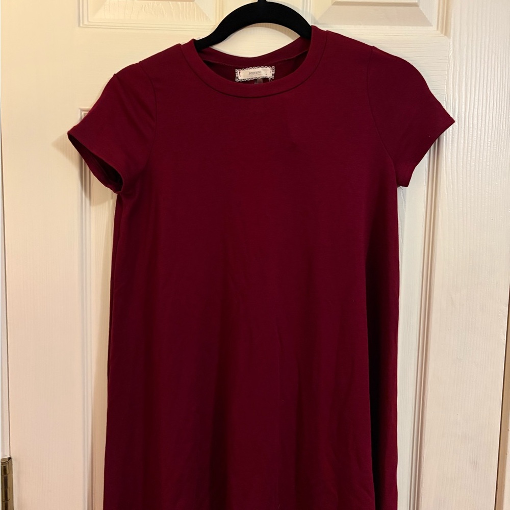Soprano Girl’s Maroon/Burgundy knit short sleeve dress